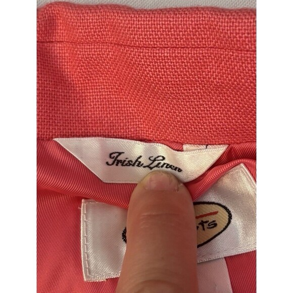 TALBOTS Irish Linen Blazer Women 18 Pink Jacket Lined Crop Button Pocket Office - Picture 13 of 13